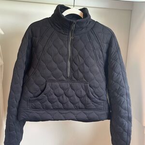 Scuba Oversized Quilted Black Women's Half Zip